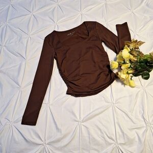 LUXE CLASSIC – PINK ROSE TOP – BROWN – SZ SMALL – NEW